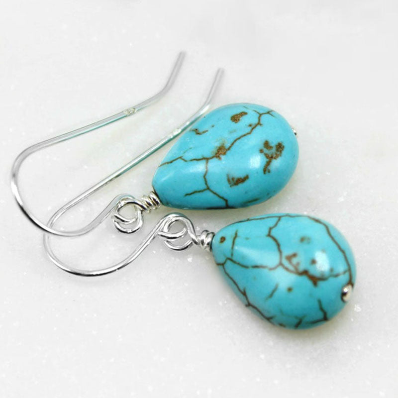 Wire Wrapped Orange and Turquoise Earrings. Orange Turquoise Howlite Dangle Earrings.