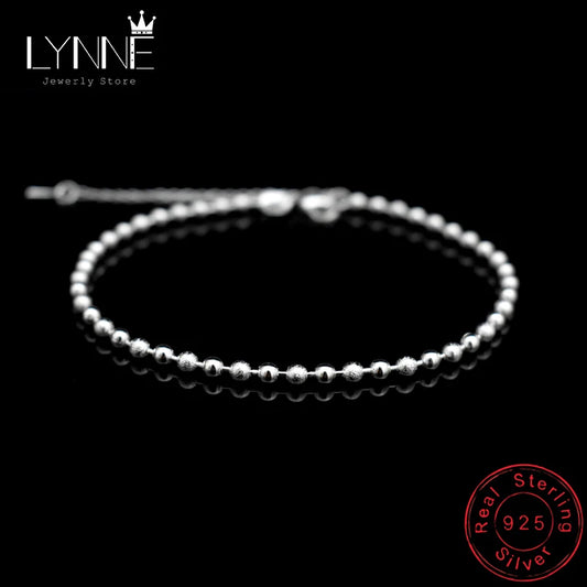 New Classic Simple Small Round Ball Bead Anklets Foot Chain In 925 Sterling Silver