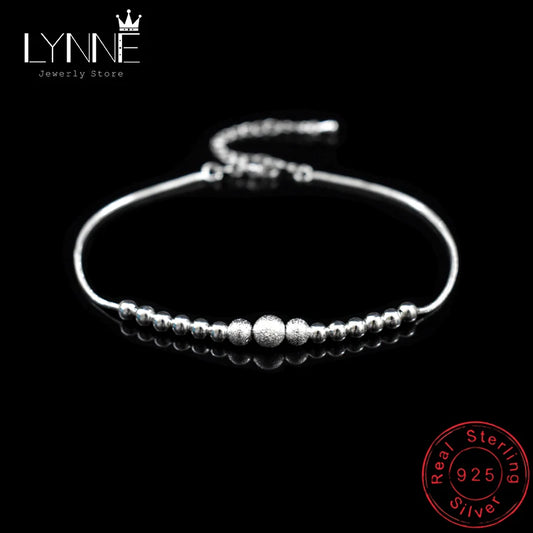 Elegant Round Ball Beaded Anklet in 925 Sterling Silver
