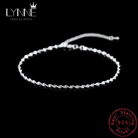 Fashion Twisted Weave Chain Anklet In 925 Sterling Silver