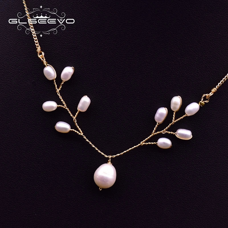 Handmade Tree Branch Natural Pearl Adjustable Necklace