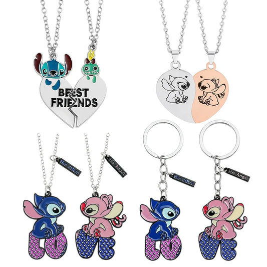 Stainless Steel Heart Stitch Pendant Best Friend Girl BFF Necklace