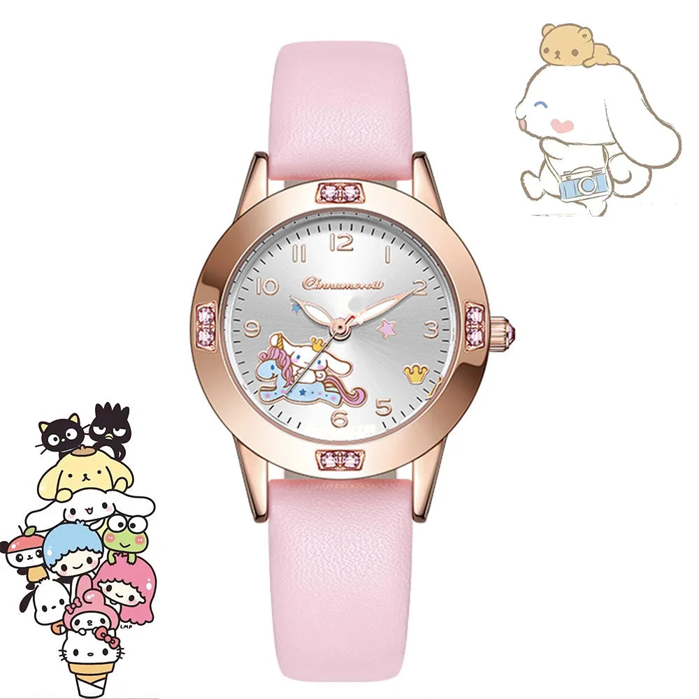 Hello Kitty Kuromi Cute Cartoon Diamond Girl Kid Gifts Student Watch Quartz