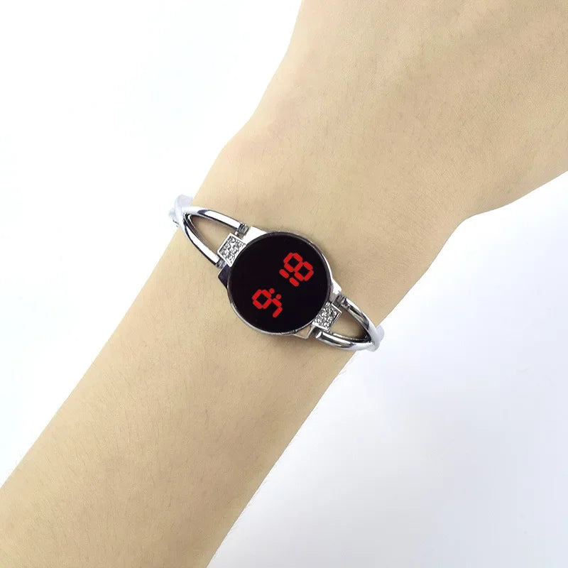 LED Fashion Touch Screen Ladies Steel Band Electronic Bracelet Watch