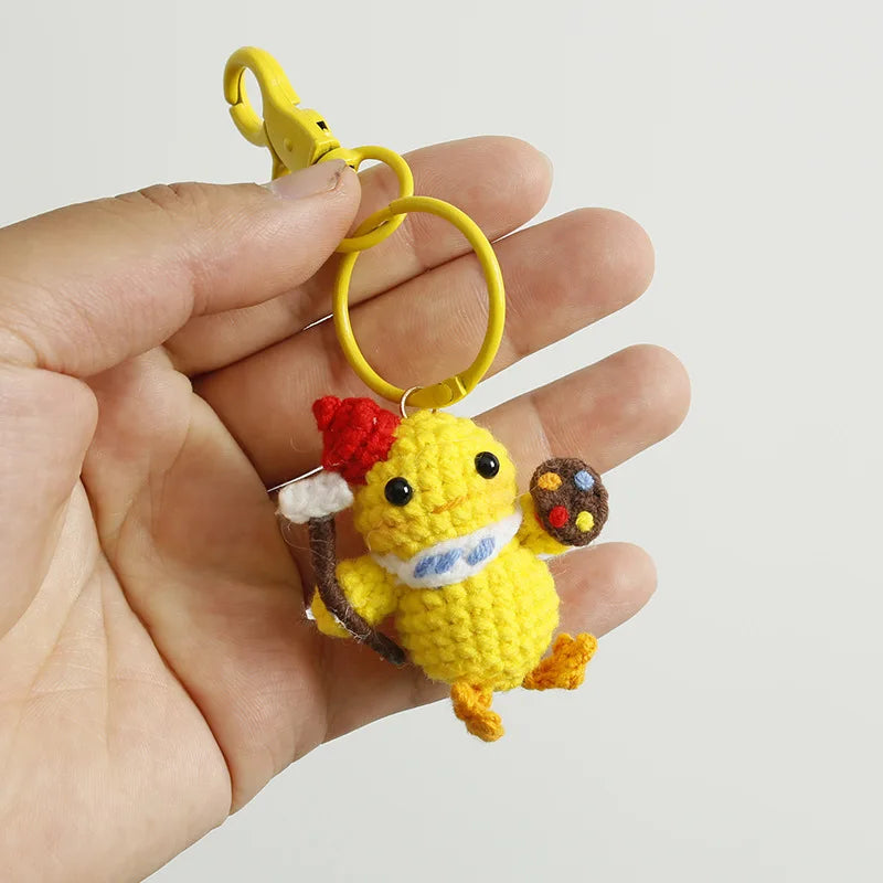 Cute Chick Crochet Keychains Knitting Duck Doll Funny Keychain For Car Keys Accessories Cartoon Knitted Keyrings Keys Wholesale