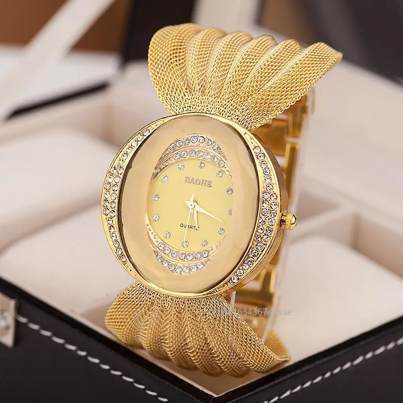 Luxury Ladies Quartz Rhinestone Watche Analog Bracelet Watch Montre Femme