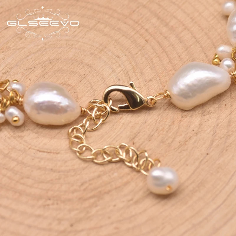 Natural Baroque White Pearls Strand Bracelets Handmade Adjustable Charm Bracelet