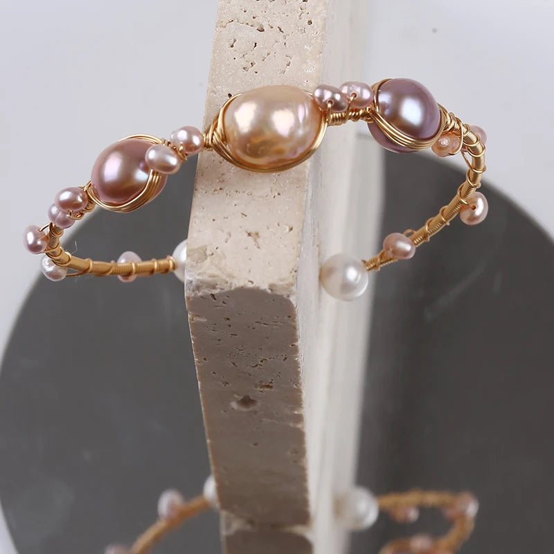 Natural Color Potato Baroque Edison Freshwater Pearl Beaded Pearl Bracelets For Women