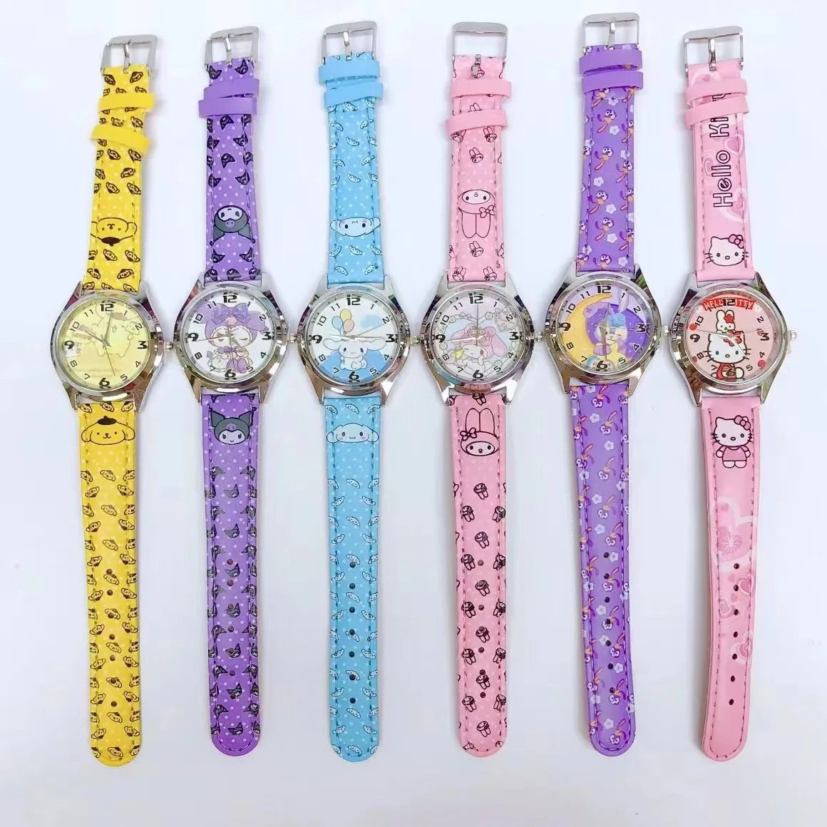 Hello Kitty MINISO PU Leather Digital Watch Cinnamon Roll Anime cartoon Watch Gift with children gift box