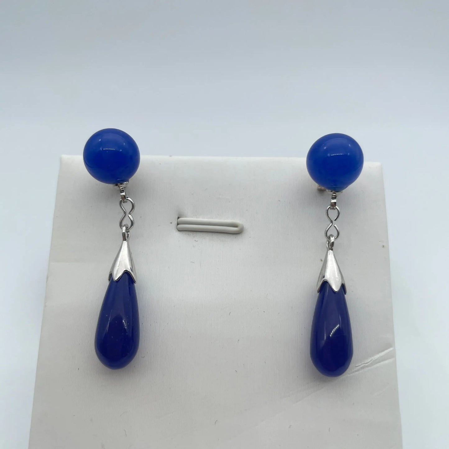 Blue water drop earrings jade blessing Earrings