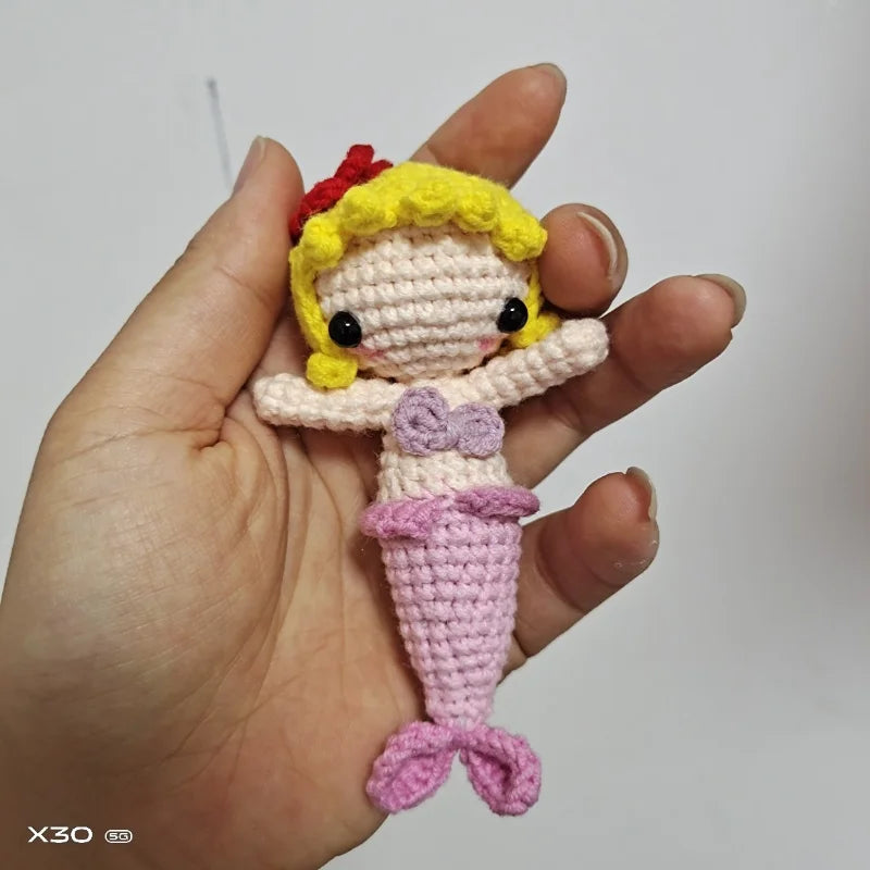 Handmade Crochet Mermaid Princess Doll for Key Chain  Cute Cartoon Character Mermaid Ornament Mermaid Party  Favor Decoration