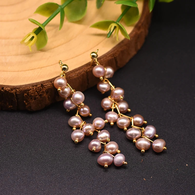 Natural Pearls Drop Earrings Bracelet Necklace