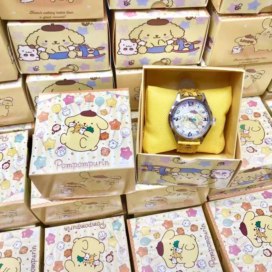 Hello Kitty MINISO PU Leather Digital Watch Cinnamon Roll Anime cartoon Watch Gift with children gift box