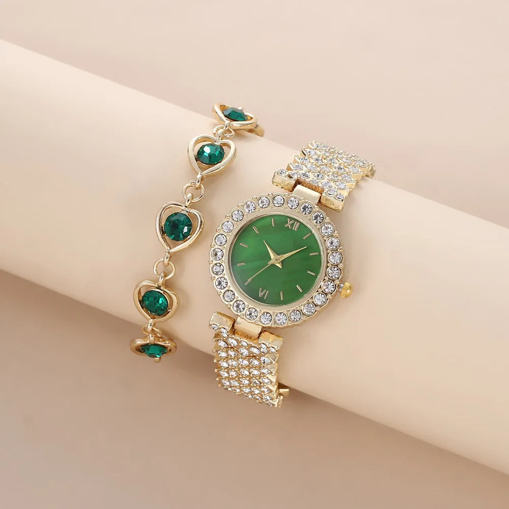 6/1pcs Women Fashion Quartz Watch Luxury Rhinestone Analog Wrist Watch Watch Bracelet Set