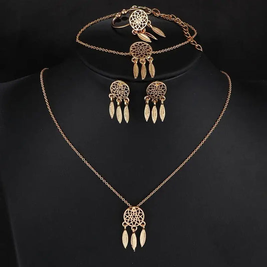 Hollow Dream Catcher Tassel Necklace, Earring Ring, Bracelet, or Jewelry Set for Girls/Women