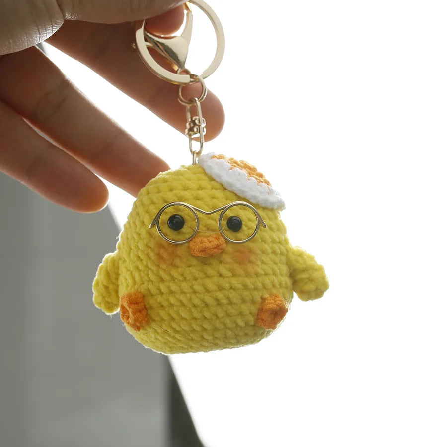 Cute Chick Crochet Keychains Knitting Duck Doll Funny Keychain For Car Keys Accessories Cartoon Knitted Keyrings Keys Wholesale