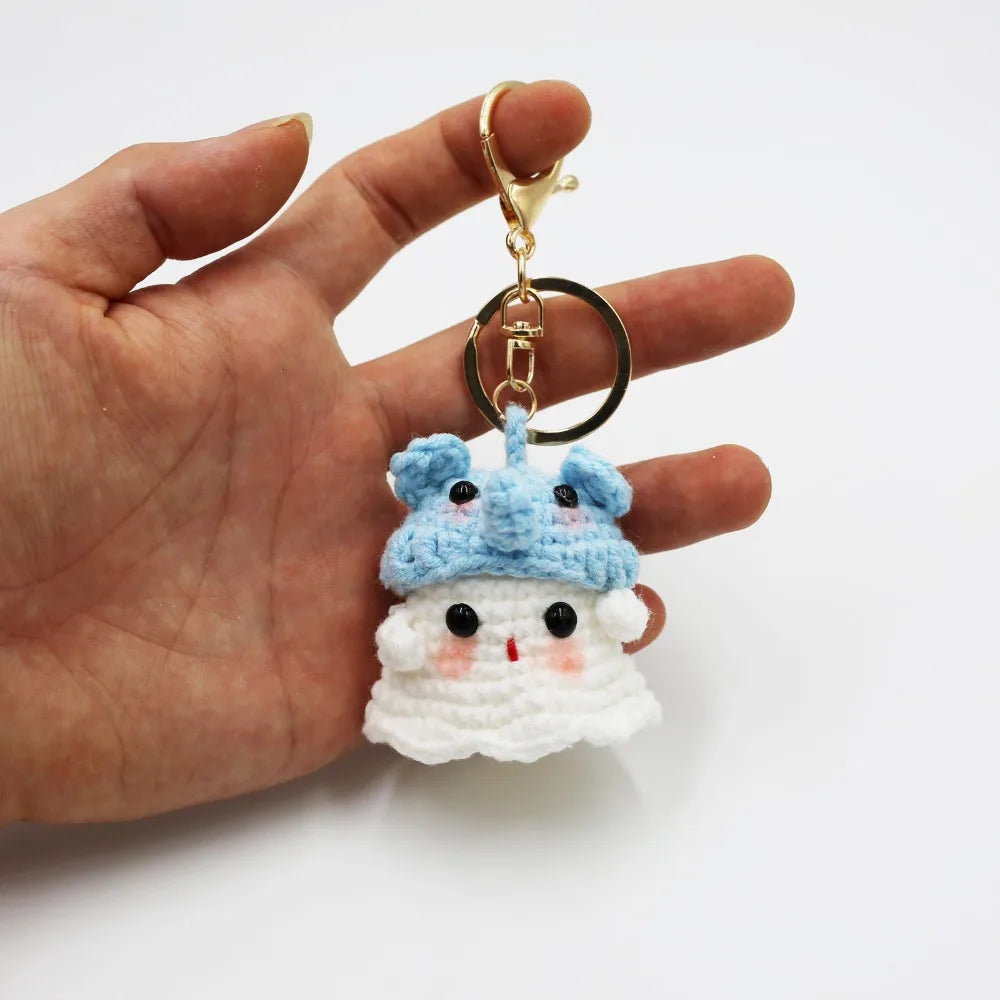 Handmade Knitting Ghost Keychain Crochet Creative Little Ghost Key Pendant Car Key chain