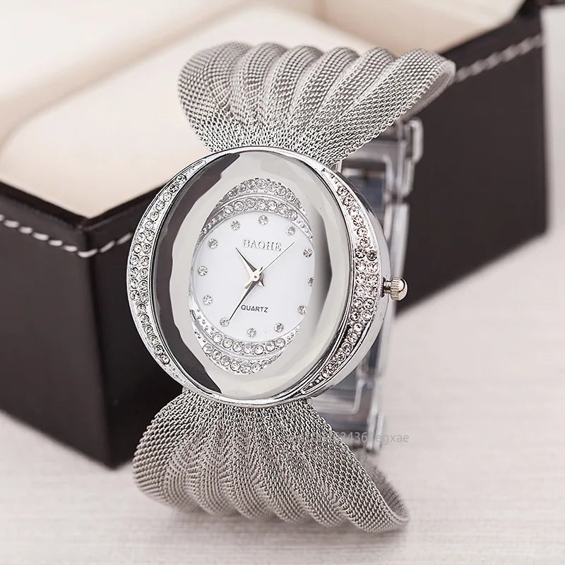 Luxury Ladies Quartz Rhinestone Watche Analog Bracelet Watch Montre Femme