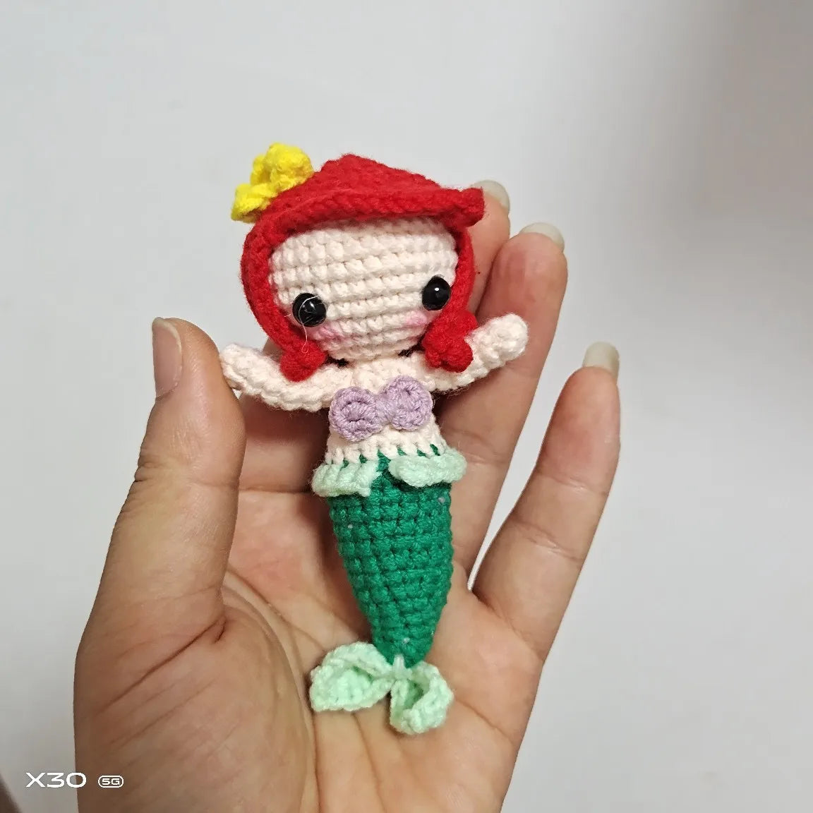 Handmade Crochet Mermaid Princess Doll for Key Chain  Cute Cartoon Character Mermaid Ornament Mermaid Party  Favor Decoration