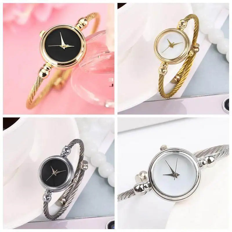 Small Gold Bangle Bracelet Stainless Steel Ladies Quartz Wrist Watch